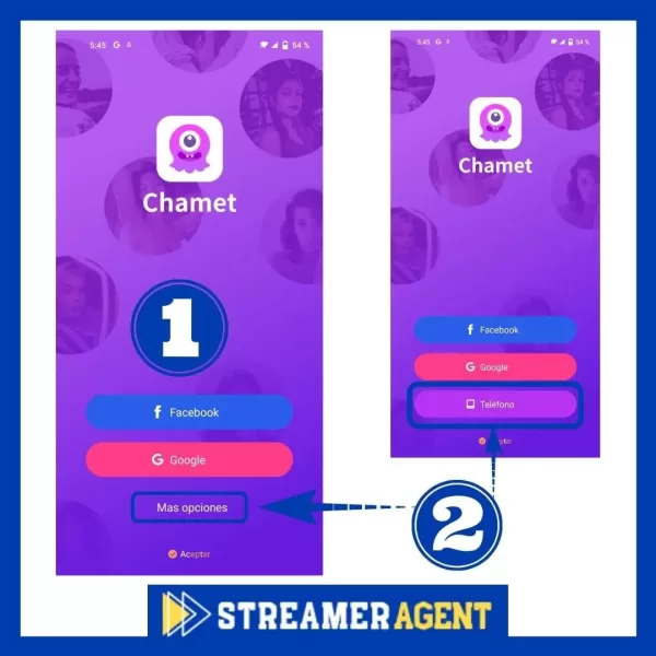 Connectez-vous à l&#39;application Chamet - Streamer Agent MaJu Agency