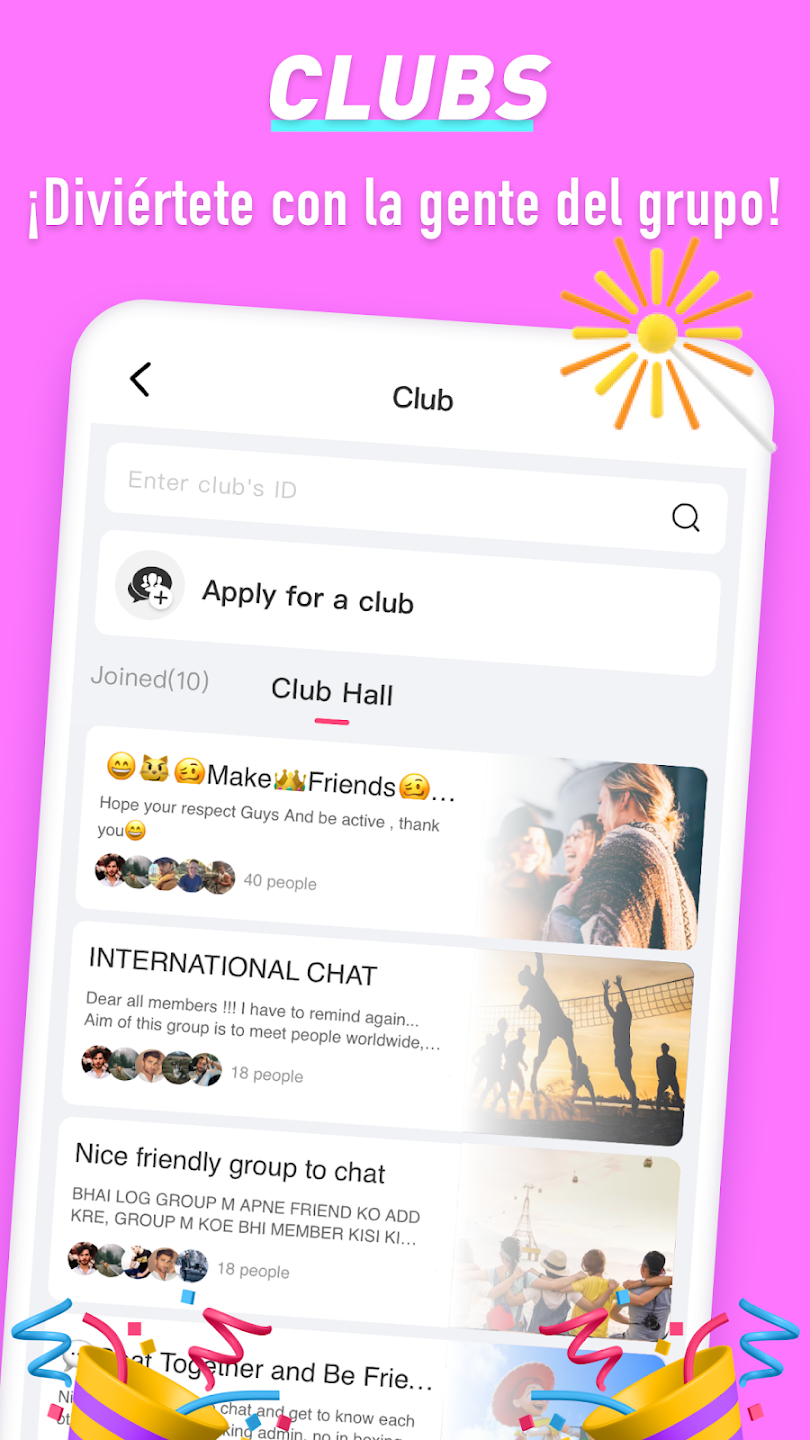 Application Clubs Candy Chat