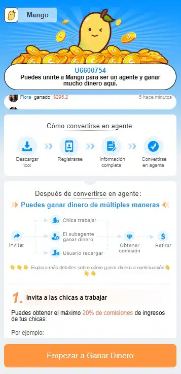Invitacion convertirse Agencia en Mango App - Empiece a ganar dinero